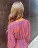 Blue Floral Midi Dress - V-Neck Long Sleeve Fall Fashion Women's Evening