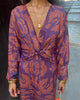 Blue Floral Midi Dress - V-Neck Long Sleeve Fall Fashion Women's Evening