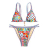 Ethnic Print Floral Bikini - Vibrant Bohemian Swimwear, Summer Fashion