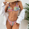 Ethnic Print Floral Bikini - Vibrant Bohemian Swimwear, Summer Fashion