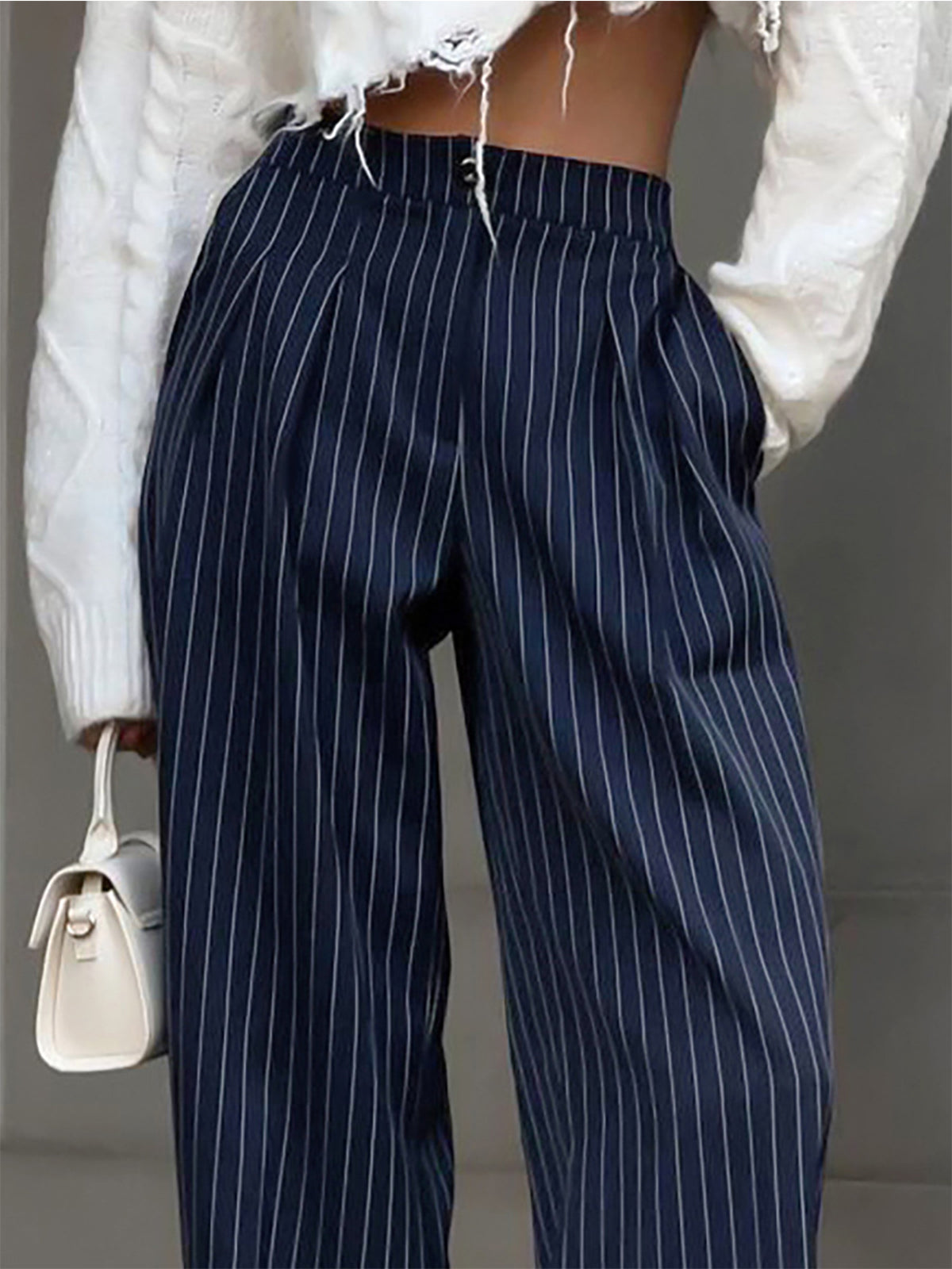 Isalie | Chic Pinstripe Pleated Design Women's Pants