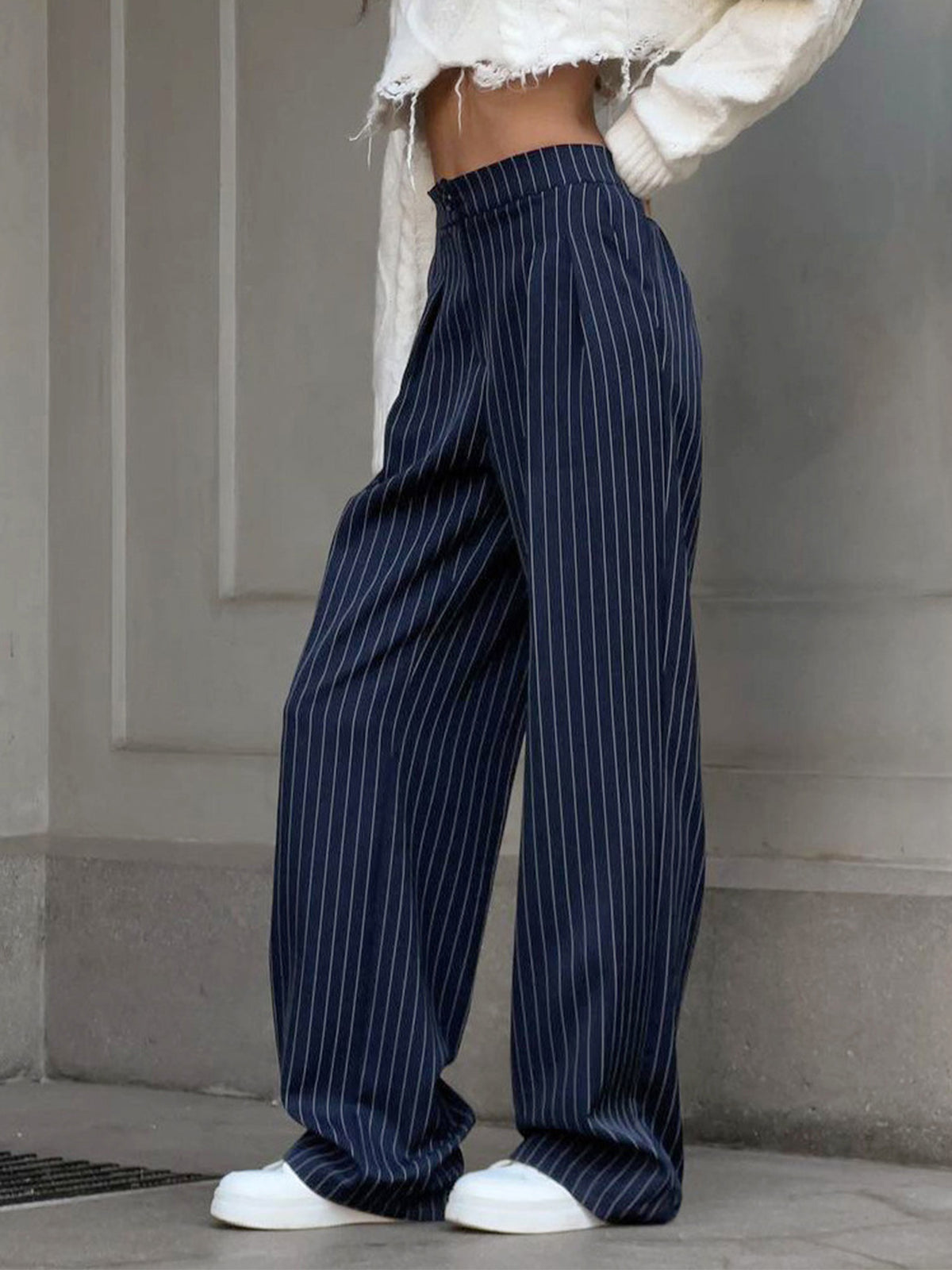 Isalie | Chic Pinstripe Pleated Design Women's Pants