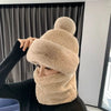 Women’s Winter Beanie Hat with Scarf | Fuzzy Faux Fur | Windproof & Warm