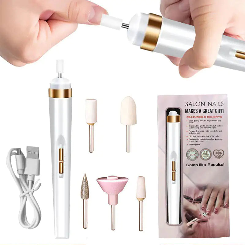 Electric Nail Drill & Manicure Kit | Rechargeable with LED Light | Nail Art Tools Set