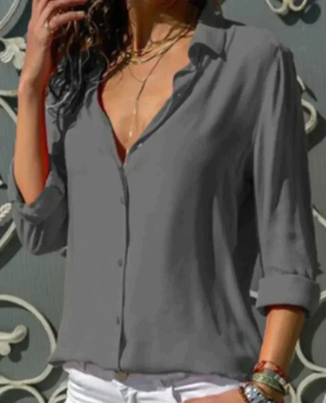 DemiChic™ – Women's Chiffon Blouse with Elegant Embroidery & Lightness