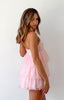 Women’s Mini Dress | Strapless Ruffle | Tiered Party Style | Pink
