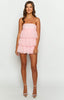 Women’s Mini Dress | Strapless Ruffle | Tiered Party Style | Pink