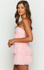 Women’s Mini Dress | Strapless Ruffle | Tiered Party Style | Pink