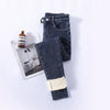 Fleece-lined women's winter jeans with high waist