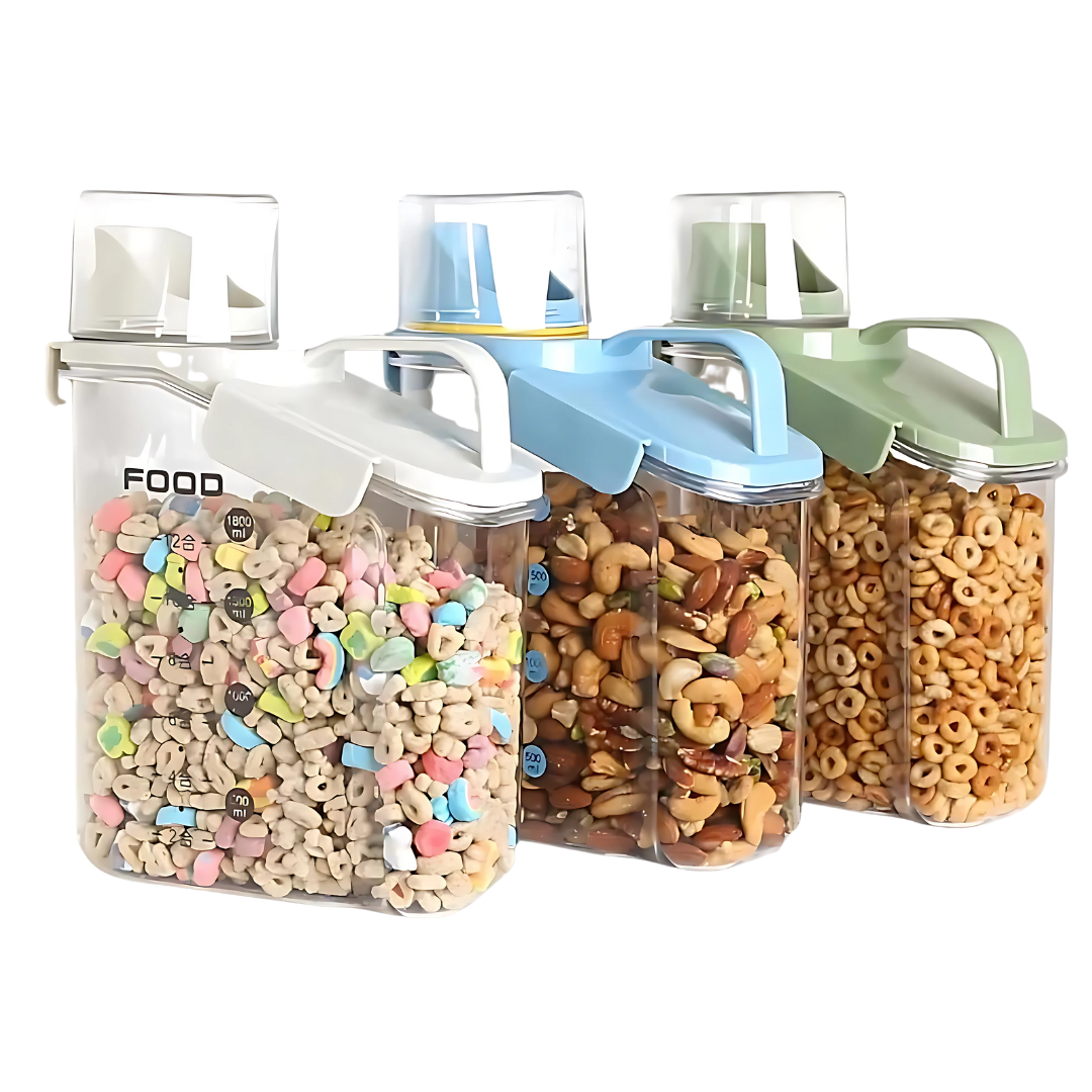 Airtight Food Storage Container | BPA-Free Plastic | Measuring Cup & Spout | 2L / 4L