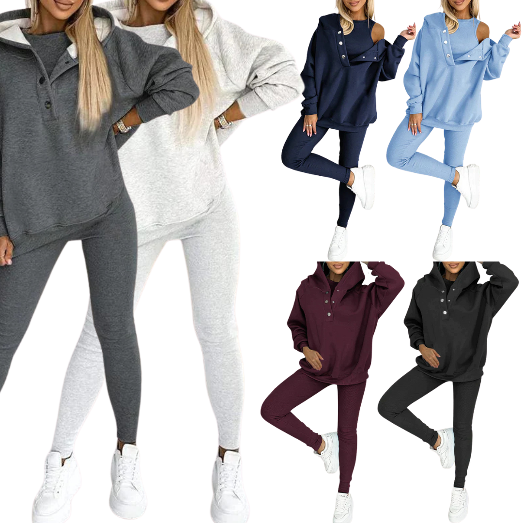 Women’s 3-Piece Loungewear Set | Hoodie, Sweatpants & Top | Casual Comfort Outfit