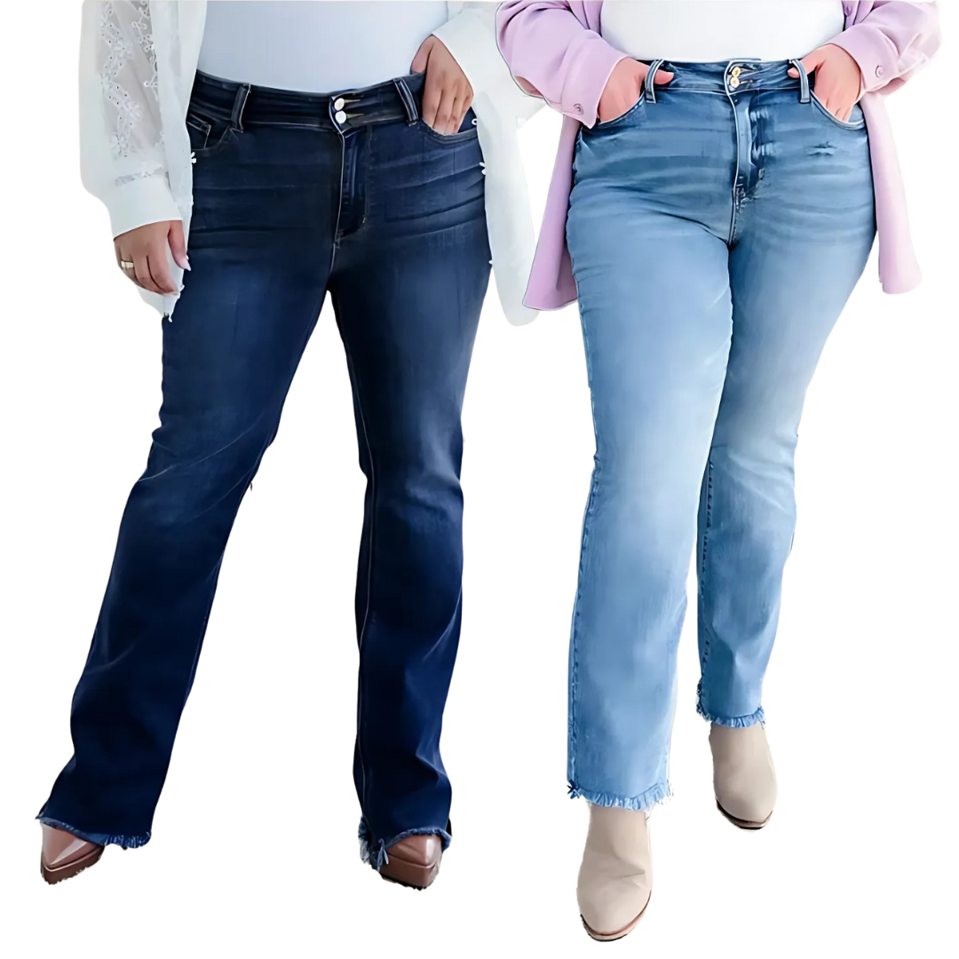 Women’s Bootcut Jeans | High-Rise Stretch Denim | Flattering Slim Fit | Frayed Hem
