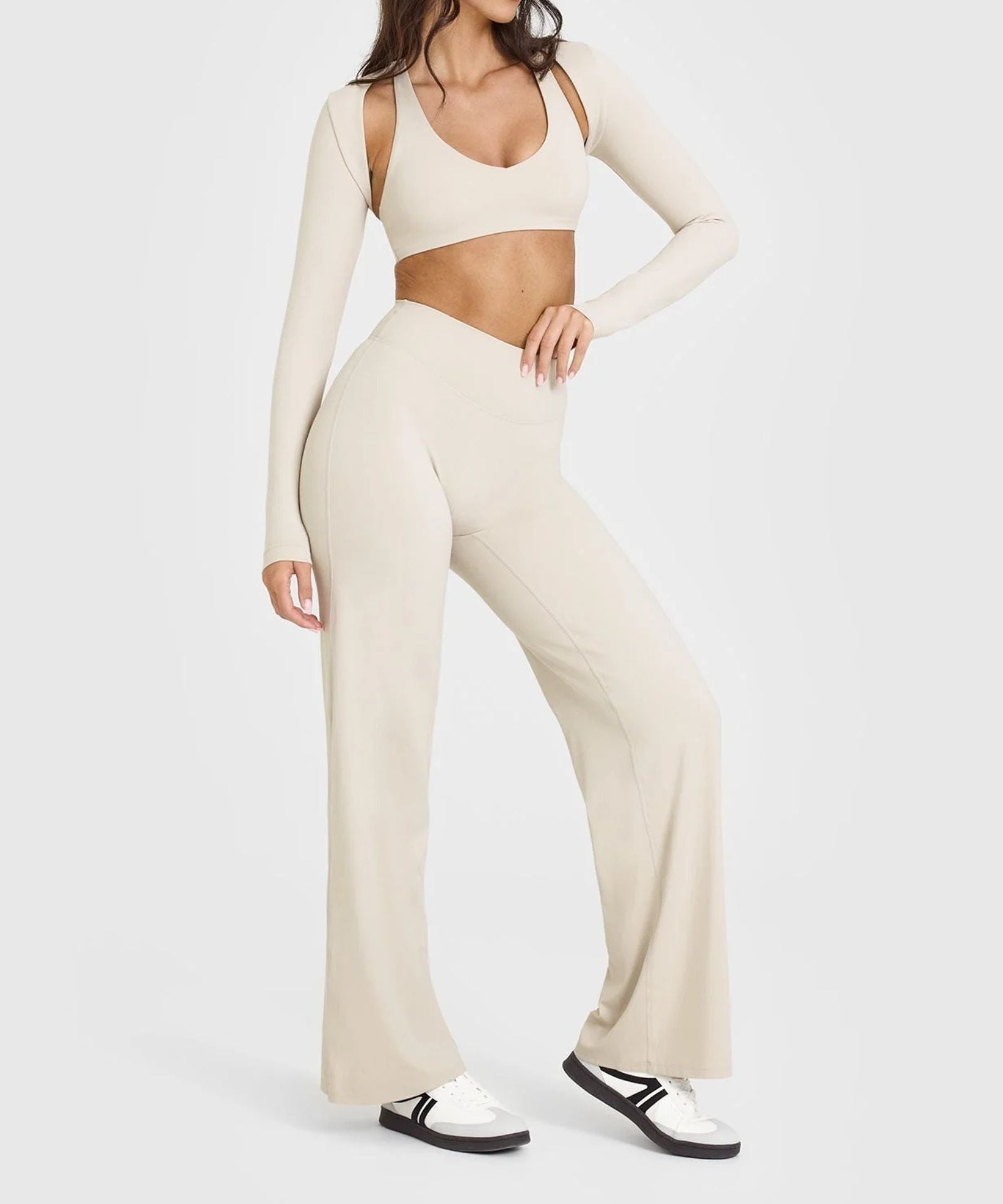 Women’s Active Set | High-Waist Tummy Control Leggings & Cross-Back Crop Top | Buttery Soft Stretch Fabric