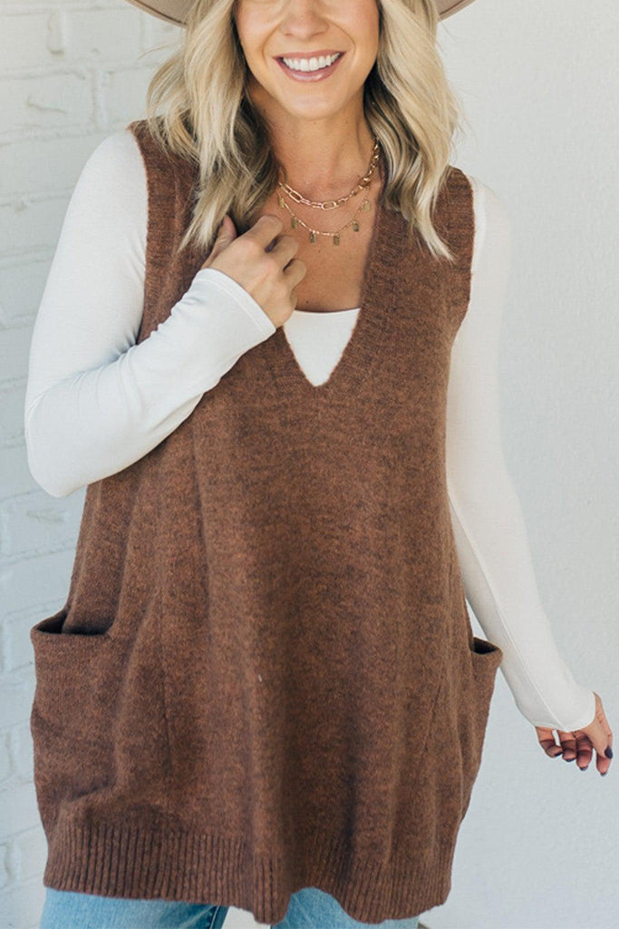 Women’s Sweater Vest | Cozy Oversized Fit with Pockets | Lightweight & Fuzzy Knit