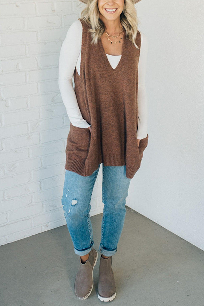 Women’s Sweater Vest | Cozy Oversized Fit with Pockets | Lightweight & Fuzzy Knit