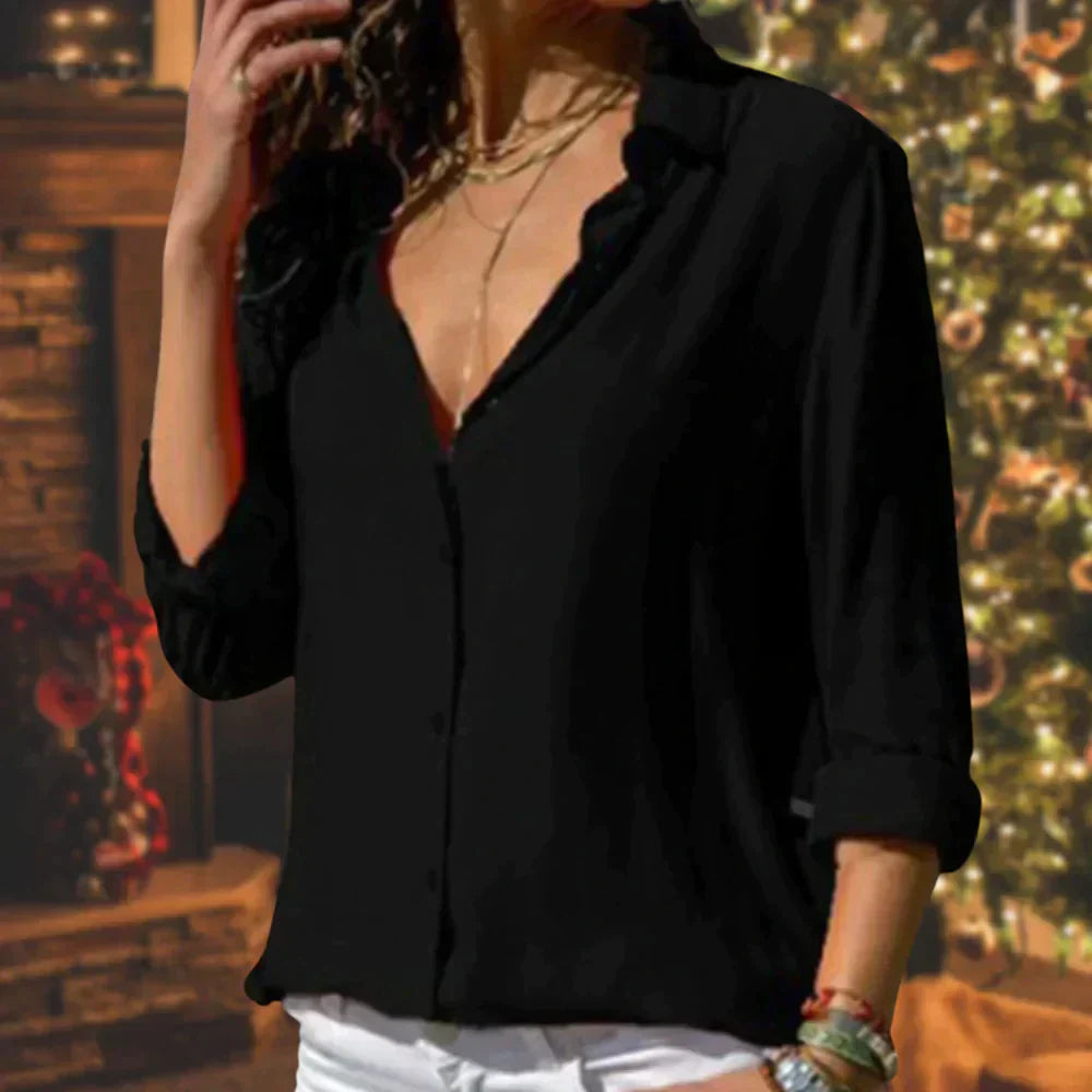 DemiChic™ – Women's Chiffon Blouse with Elegant Embroidery & Lightness