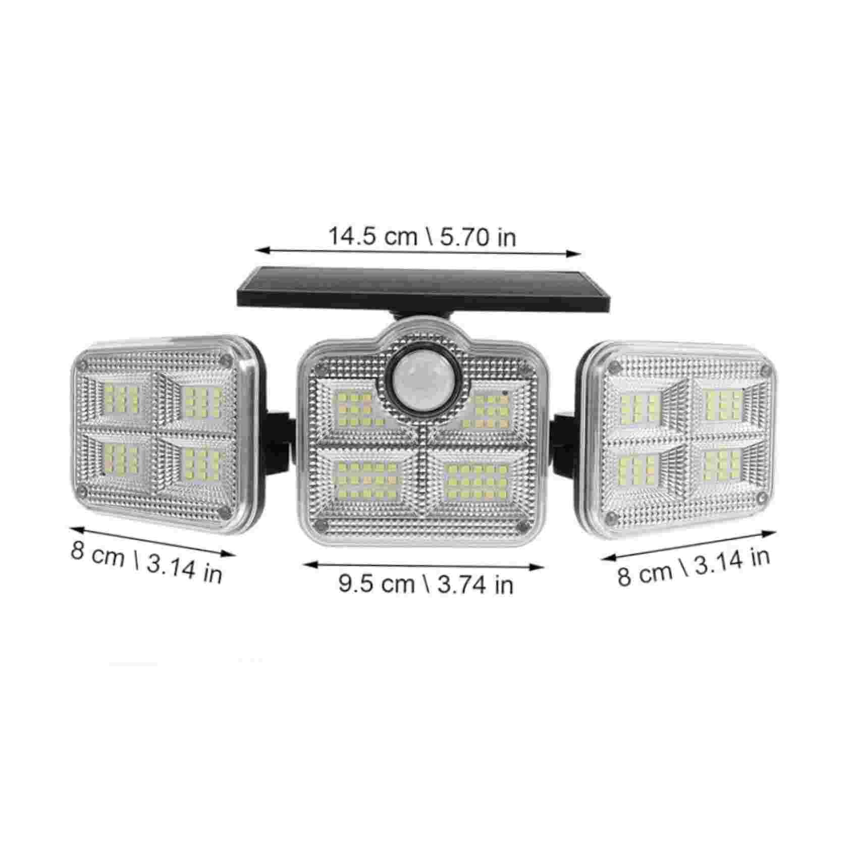 Solar LED Spotlight | Outdoor Motion Sensor | 3-Head Adjustable | 74 LEDs