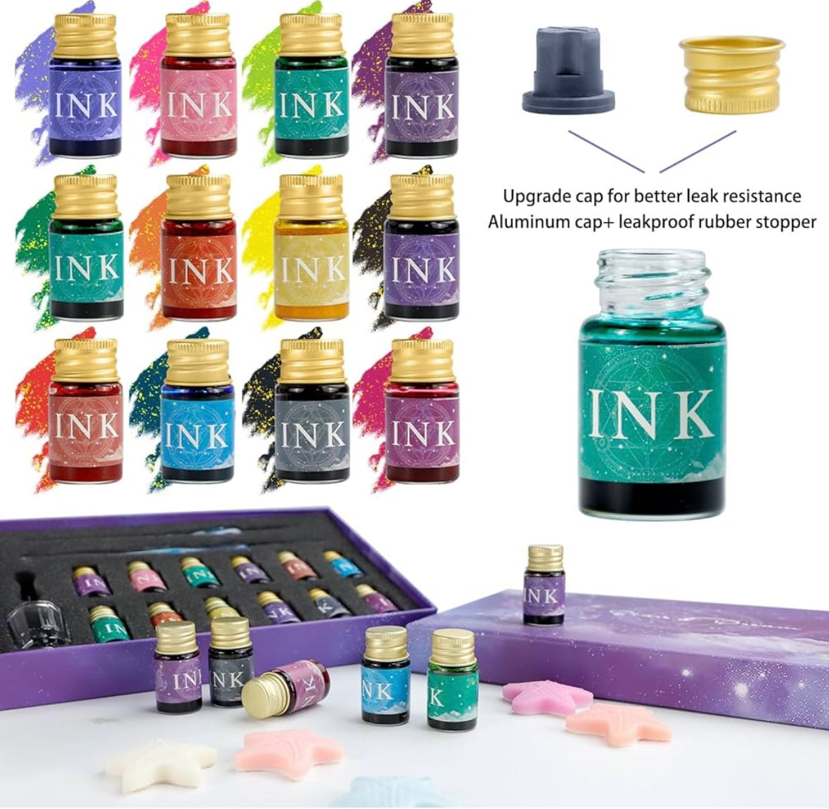 Glass Dip Pen | Crystaldip Magic Design | Borosilicate Glass | 12 Ink Colors
