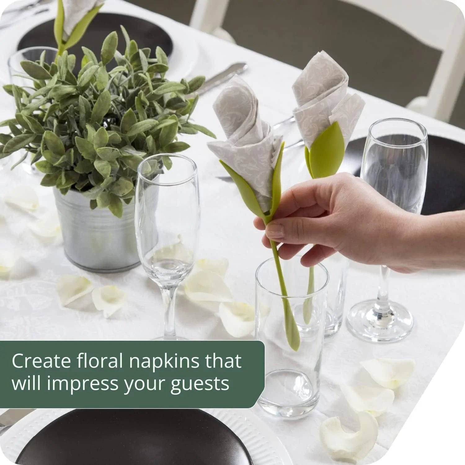 Napkin Flower Creator | Set of 2 | Floral Table Decoration Tool | Roses, Tulips & Calla Lily Designs
