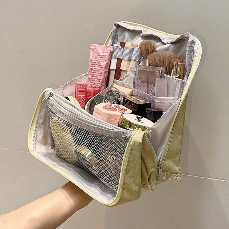 Makeup Organizer Bag | Travel Cosmetic Case with Compartments | Waterproof & Structured Design