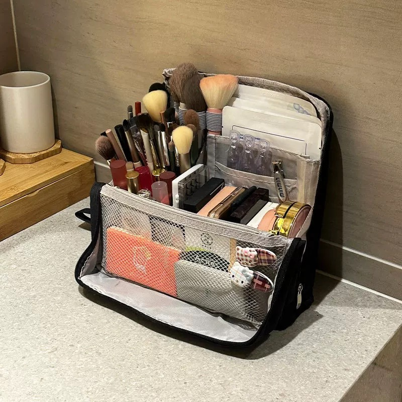 Makeup Organizer Bag | Travel Cosmetic Case with Compartments | Waterproof & Structured Design