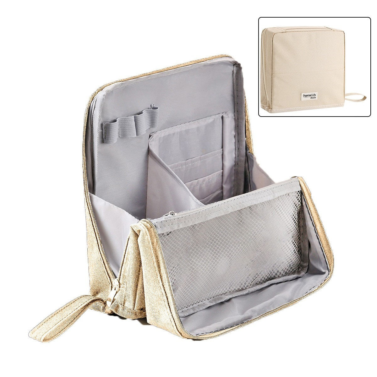 Makeup Organizer Bag | Travel Cosmetic Case with Compartments | Waterproof & Structured Design