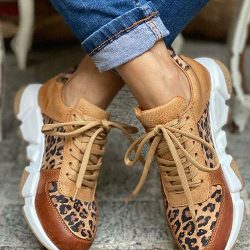 Crissa | Trendy Leopard Print Design Women's Sneakers