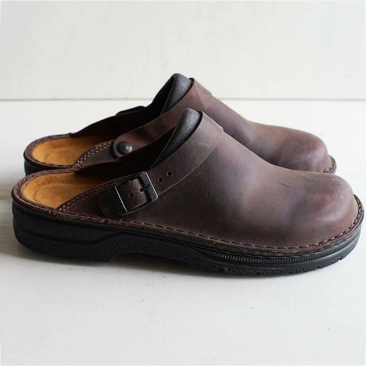 Women’s Orthopedic Mules | Cushioned Insole | PU Leather Slip-On Shoes