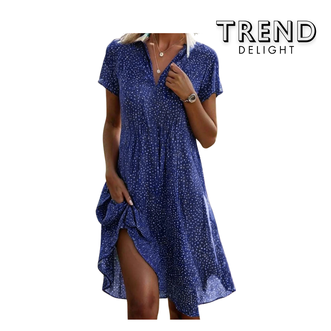Dreamy Blue Short Sleeve Midi Dress