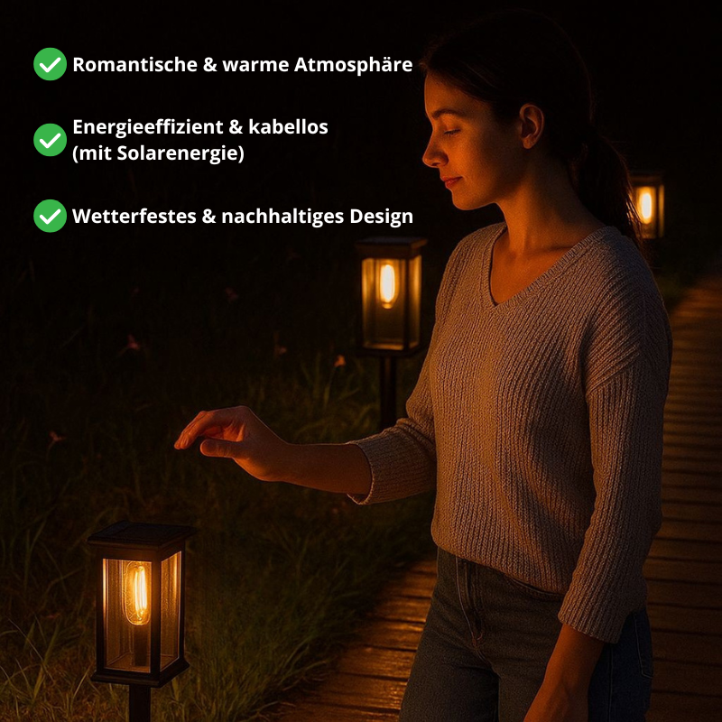 Solar Garden Path Lights | Automatic Dusk Sensor | IP65 Waterproof | Warm White LED | 12h Runtime | Set of 2