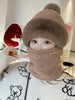 Women’s Winter Beanie Hat with Scarf | Fuzzy Faux Fur | Windproof & Warm
