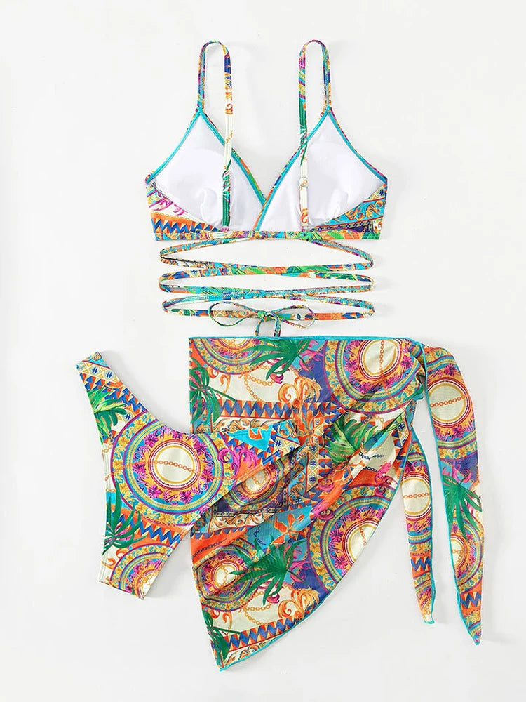 Heidi Fashion | Push-Up Swimwear with Crossed Straps and Cover-Up