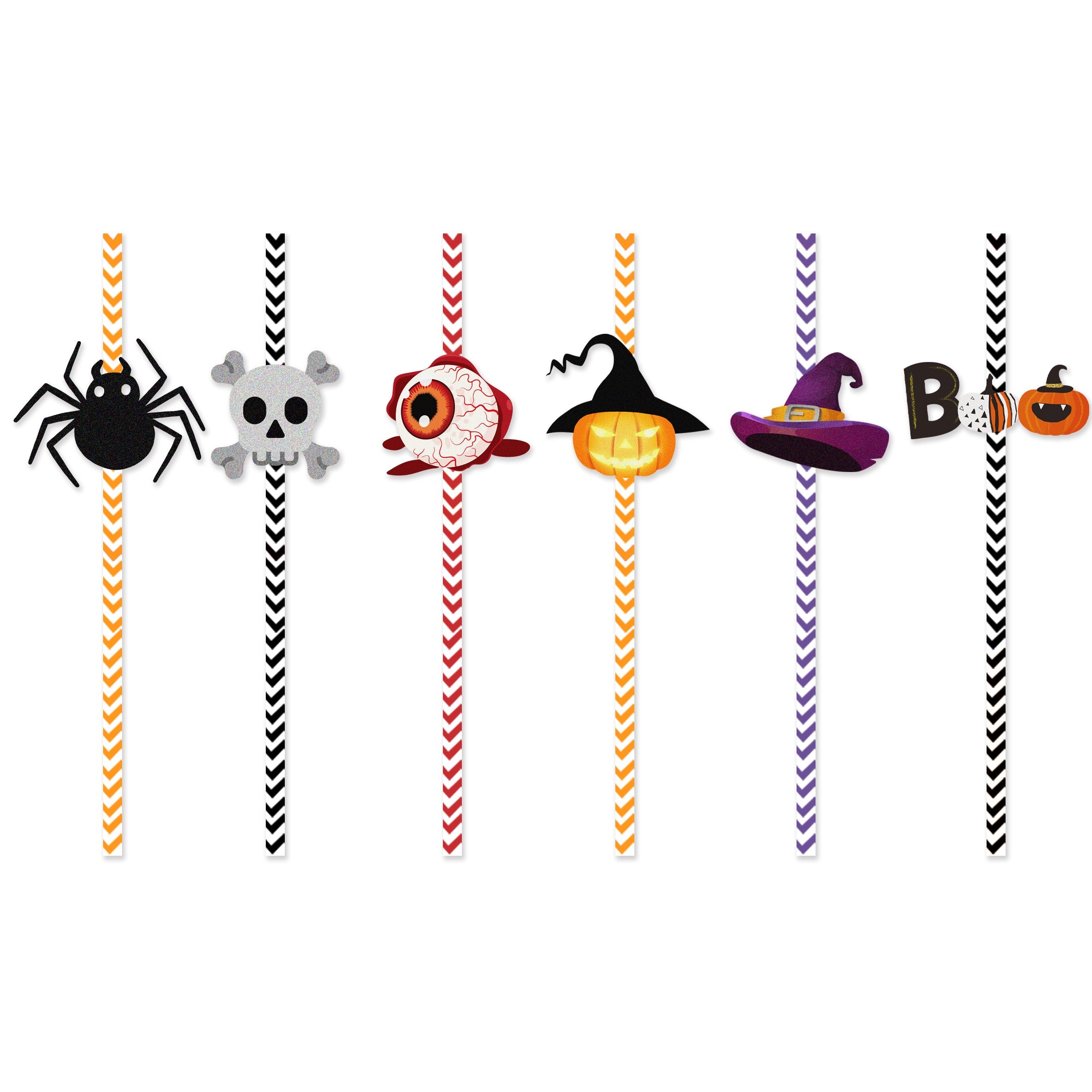 EerieStraws™ 24pc Halloween Horror Paper Straws