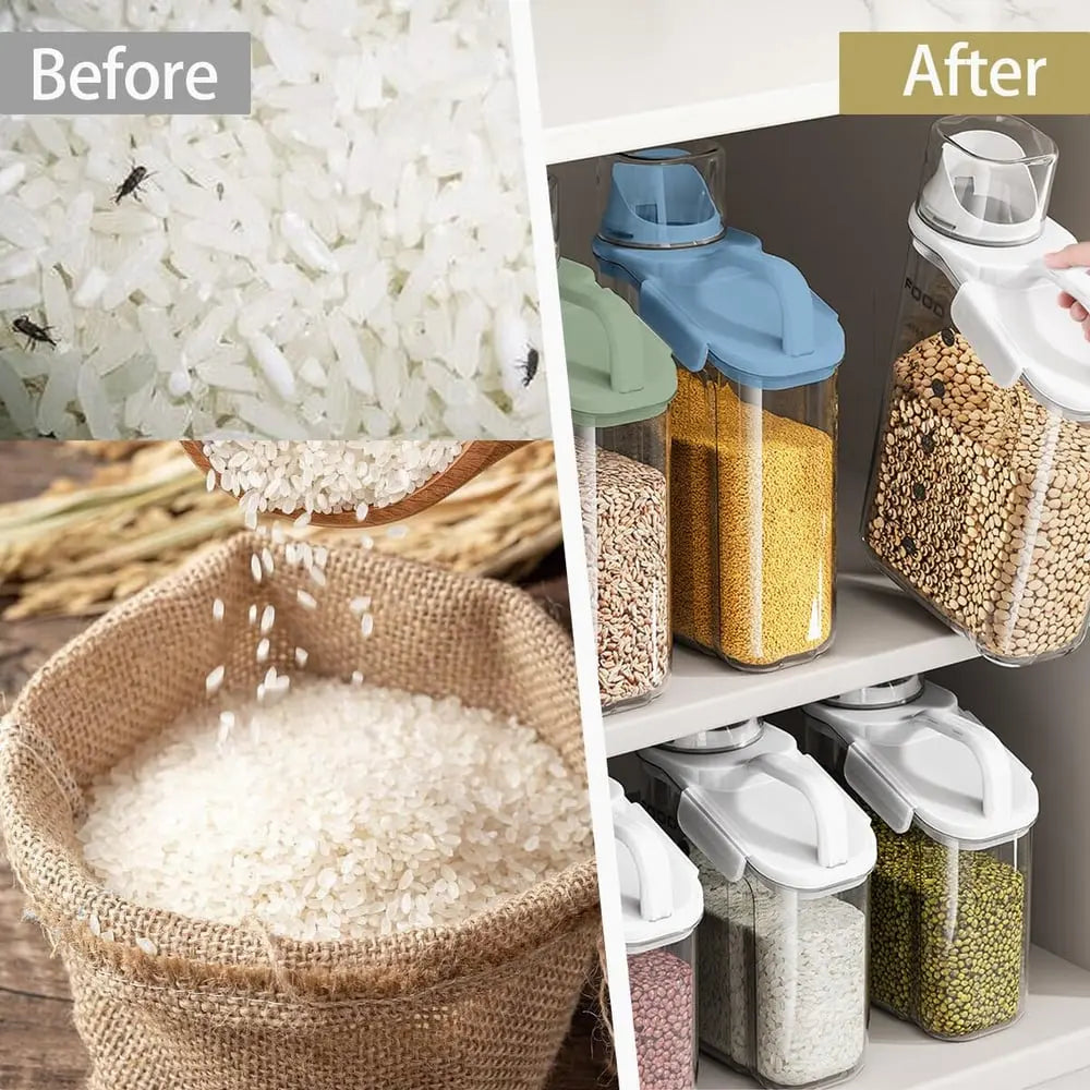 Airtight Food Storage Container | BPA-Free Plastic | Measuring Cup & Spout | 2L / 4L