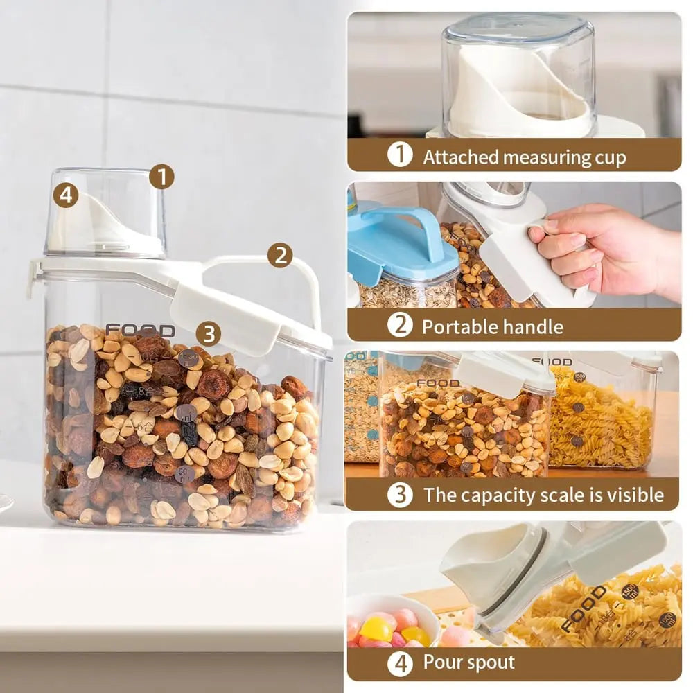 Airtight Food Storage Container | BPA-Free Plastic | Measuring Cup & Spout | 2L / 4L