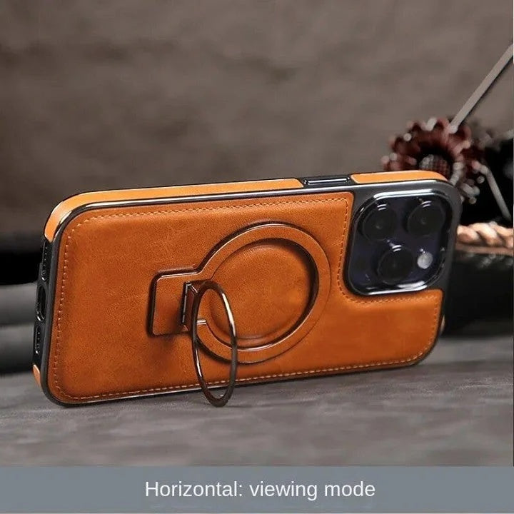 LeatherGuard™ Phone Case | Premium Leather with Stand & Magnetic Wireless Charging Support
