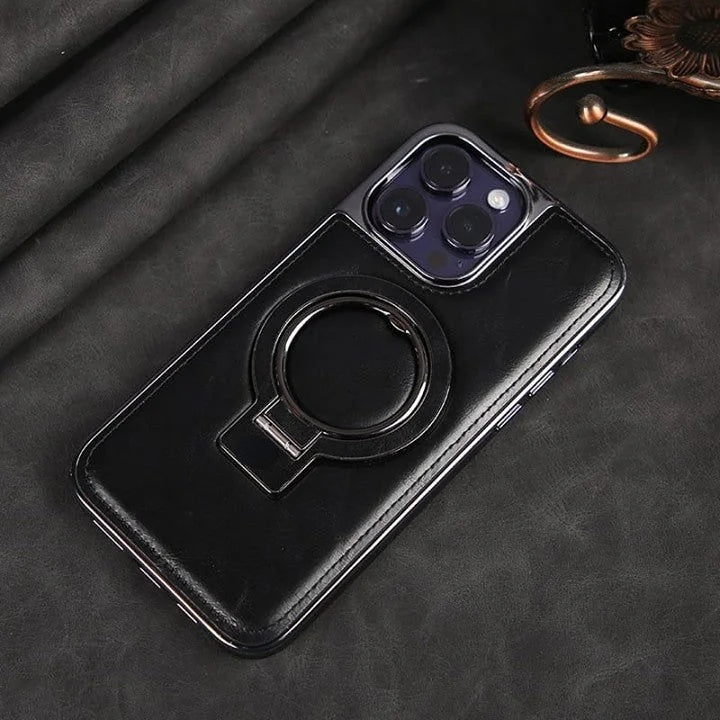 LeatherGuard™ Phone Case | Premium Leather with Stand & Magnetic Wireless Charging Support