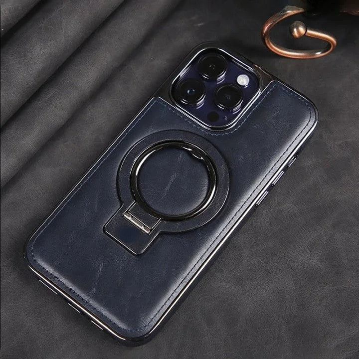 LeatherGuard™ Phone Case | Premium Leather with Stand & Magnetic Wireless Charging Support