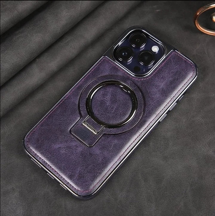 LeatherGuard™ Phone Case | Premium Leather with Stand & Magnetic Wireless Charging Support