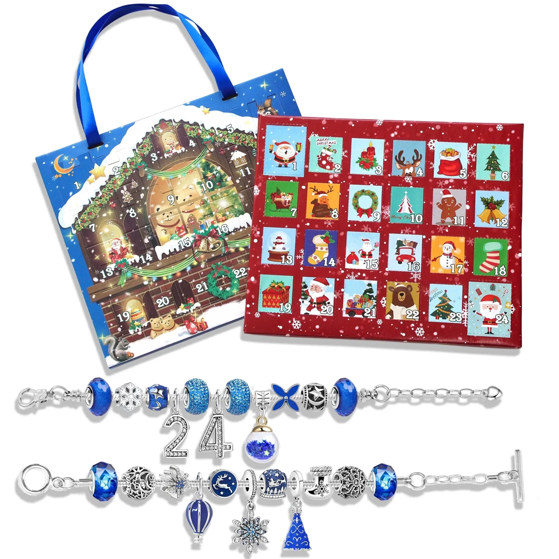 Christmas Charm Bracelet Advent Calendar | 24-Day Countdown Jewelry Set | DIY Beads & Festive Charms