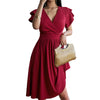 Eleganza™ – Women's Midi Dress with V-Neck for Elegant Occasions