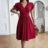 Eleganza™ – Women's Midi Dress with V-Neck for Elegant Occasions