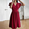 Eleganza™ – Women's Midi Dress with V-Neck for Elegant Occasions
