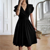 Eleganza™ – Women's Midi Dress with V-Neck for Elegant Occasions