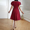 Eleganza™ – Women's Midi Dress with V-Neck for Elegant Occasions