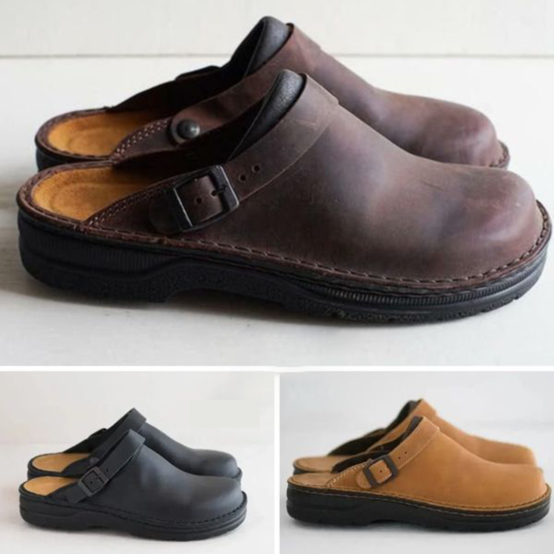 Women’s Orthopedic Mules | Cushioned Insole | PU Leather Slip-On Shoes