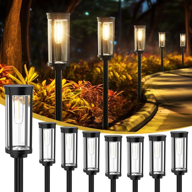 Solar Garden Path Lights | Automatic Dusk Sensor | IP65 Waterproof | Warm White LED | 12h Runtime | Set of 2