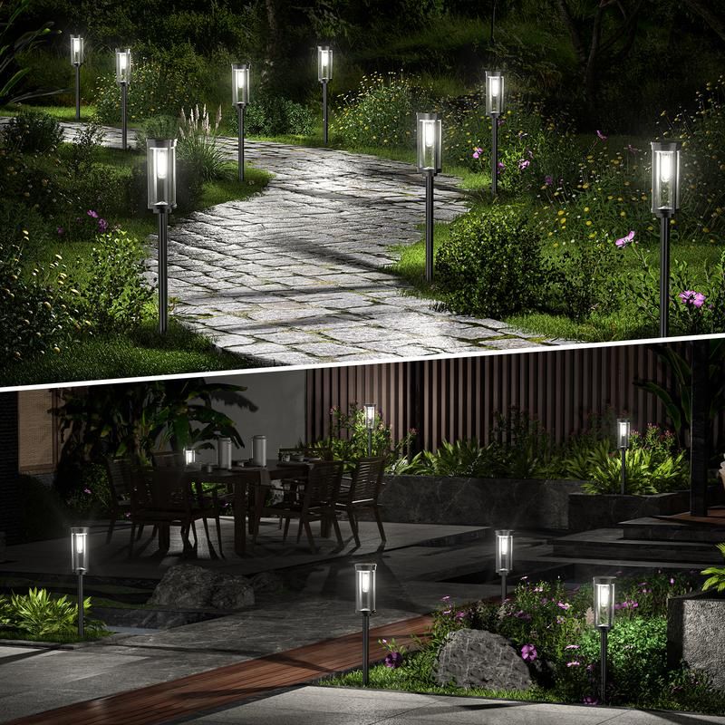 Solar Garden Path Lights | Automatic Dusk Sensor | IP65 Waterproof | Warm White LED | 12h Runtime | Set of 2
