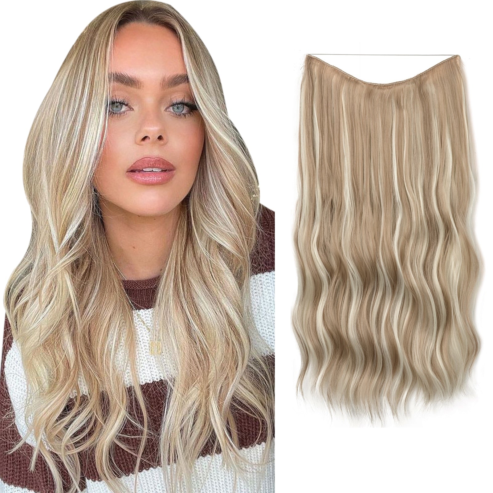 Invisible Halo Hair Extensions | Natural Look | Heat-Resistant Synthetic Fiber | Easy Application
