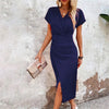 Maggiena | Casual short mini dress with V-neck for women